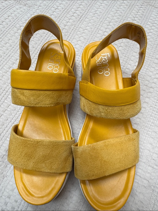 Franco Sarto Shoes - Franco Sarto Yellow Suede Strap Platform Sandals